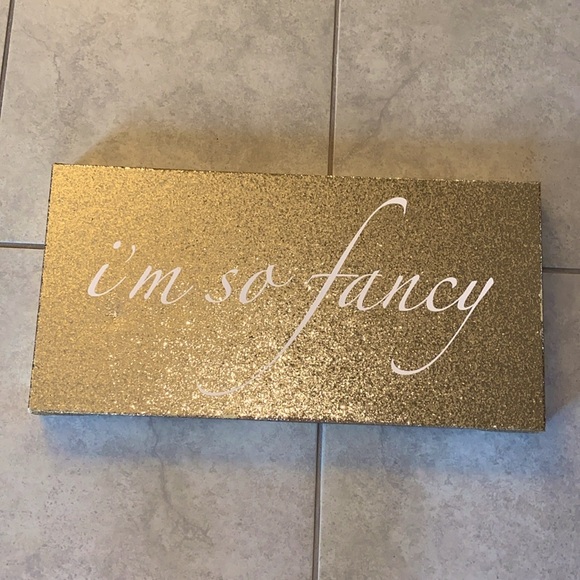 Gold glitter wall art with 'I'm so fancy' text in white.13x24in - Picture 5 of 8